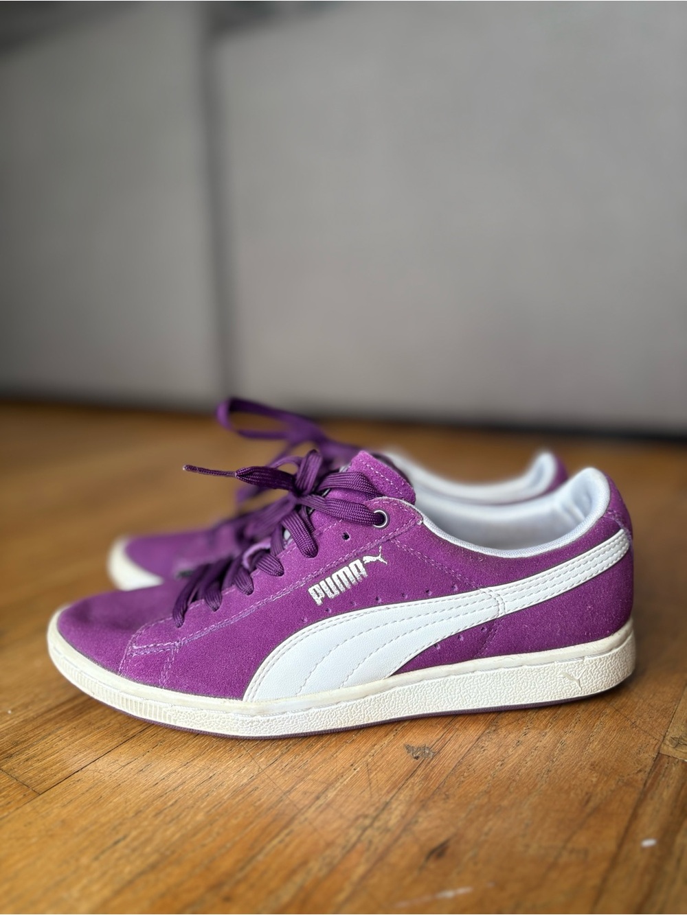 Women’s Puma Purple Suede Low-Top Sneakers with White Formstripe